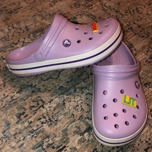 Crocs with white stripe